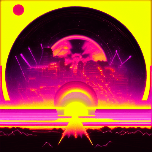 AI generated: retro, synthwave, cyber sunset 