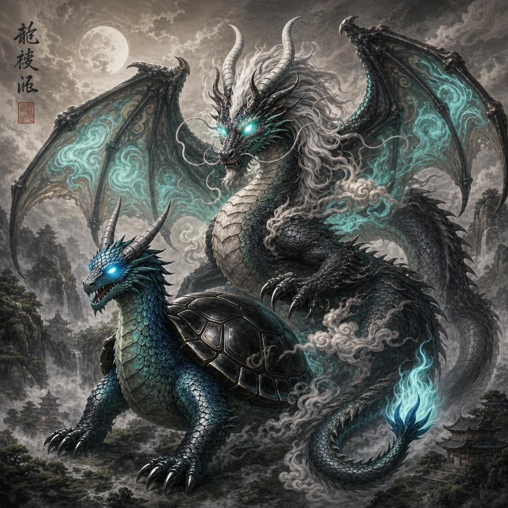 AI generated: Combine all three of these dragons into one in Chinese style themed dragon