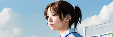AI generated: perfect anime quality, masterpiece, school, white school uniform, short sleeves, blue uniform, campu...