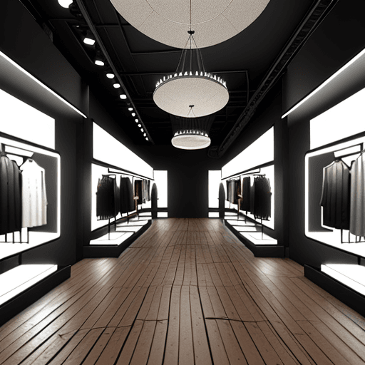 AI generated: Design an immersive backdrop for a clothing store. With an atmosphere that compels viewers to browse...