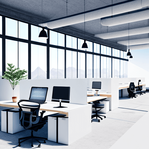 AI generated: photo of a ultra realistic co-working space , some digital nomads are seated on different dedicated ...