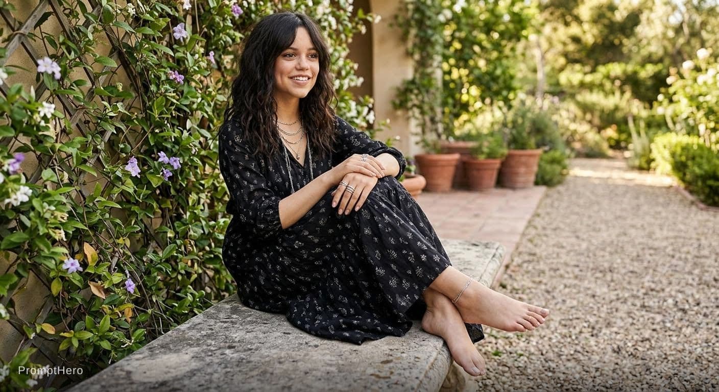 AI generated: Jenna Ortega with beautiful feet 