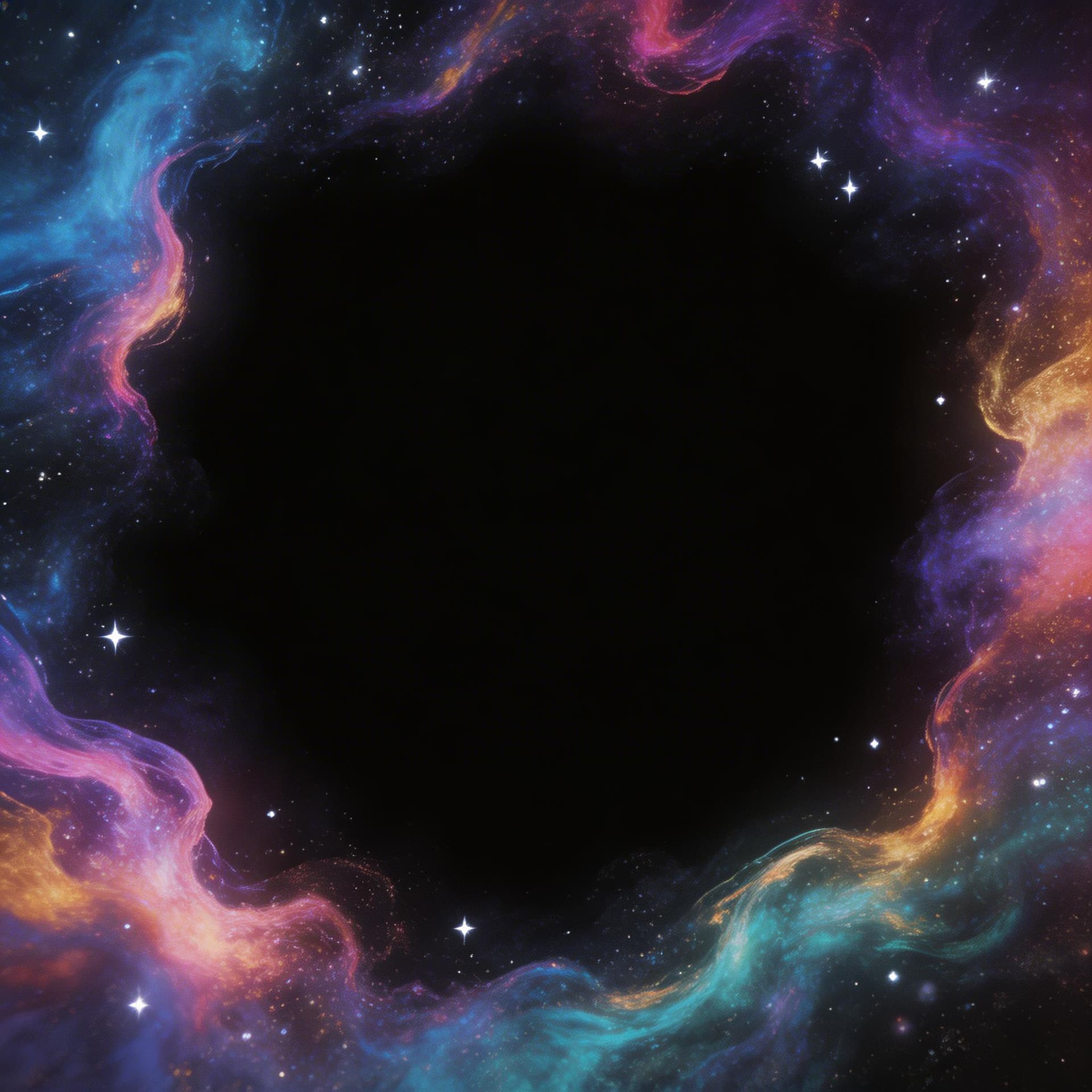 AI generated: cosmic energy colorful empty center background