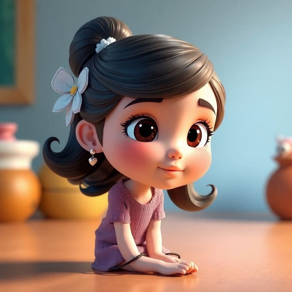 AI generated: 3d image, cute girl, in the style of Pixar --ar 1:2 --stylize 750