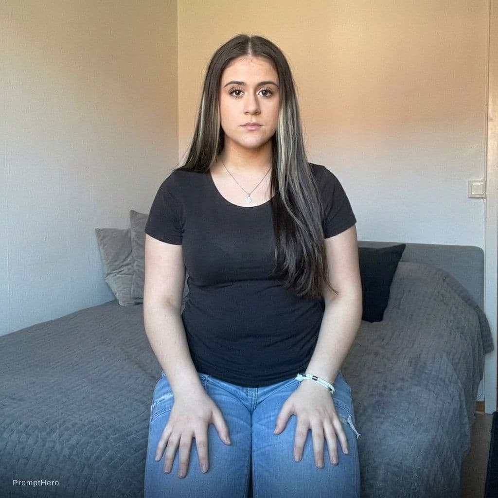 AI generated: Make image sit on the knees 