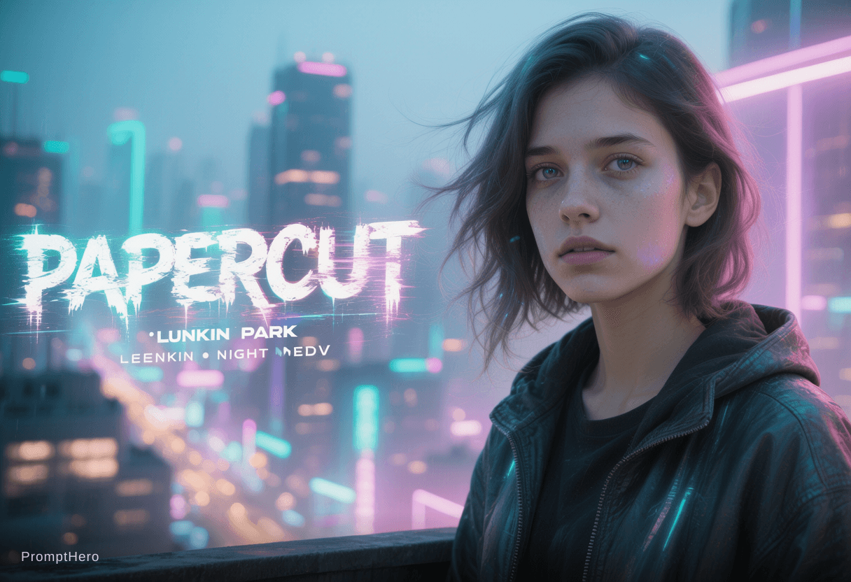 AI generated: { "meta": { "aesthetic_goal": "Ultra Realistic Cinematic Music Cover / Soft Cyberpunk Pastel", "vibe...