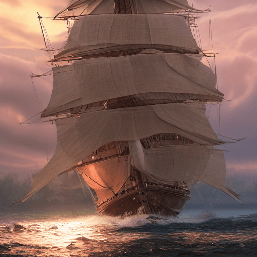 AI generated: Photo of a ultra realistic sailing ship, dramatic light, pale sunrise, cinematic lighting, battered,...