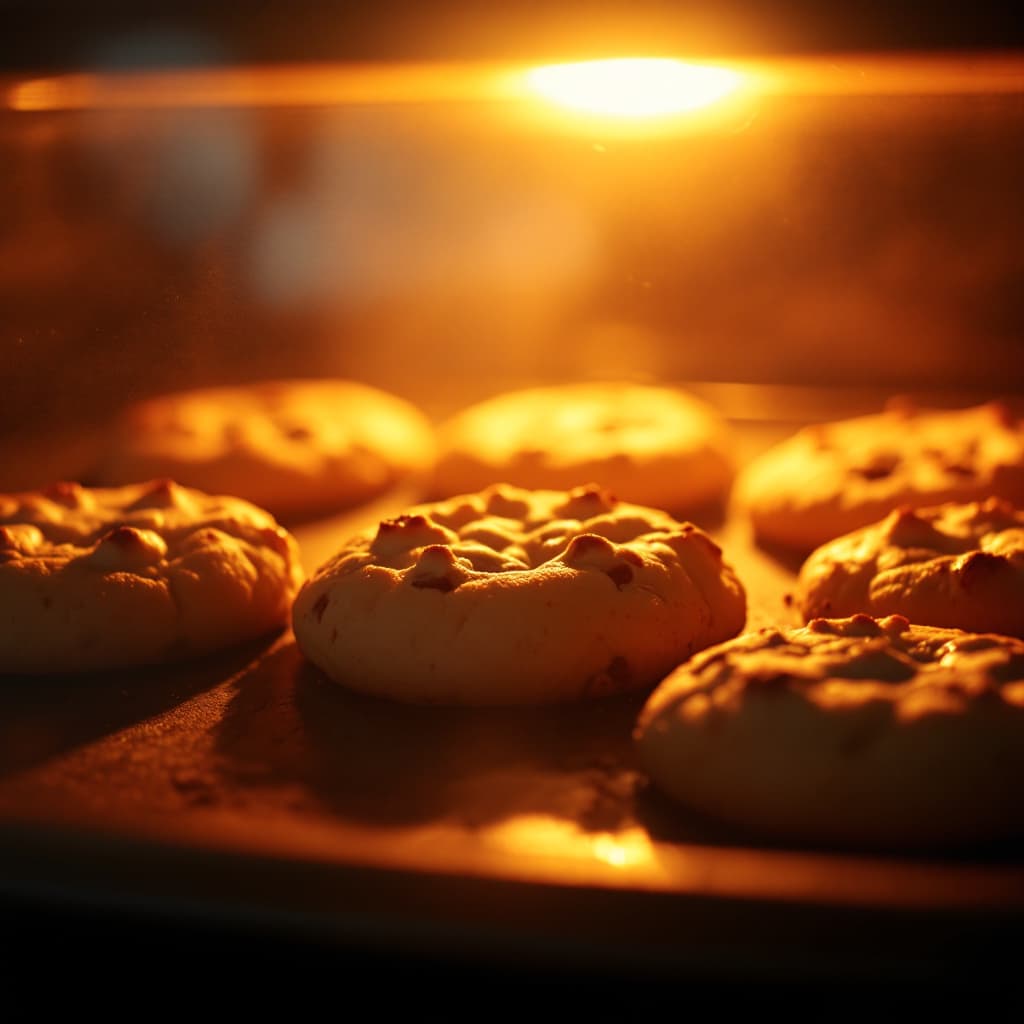 AI generated: Prompt: A warm and inviting shot inside an oven, showing cookies baking to a perfect golden brown. T...