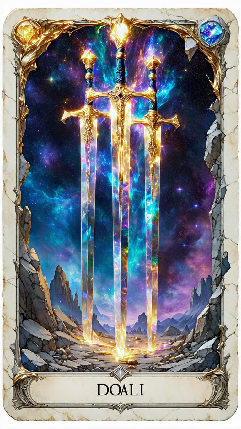 AI generated: Tarot card frame with photo placeholder romantic  card will feature hyper-realistic gold, opal quart...