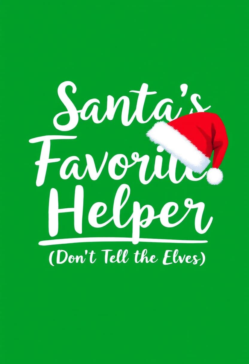 AI generated: 
"Santa’s Favorite Helper (Don’t Tell the Elves)"
Font: Whimsical script for “Santa’s Favorite Helpe...