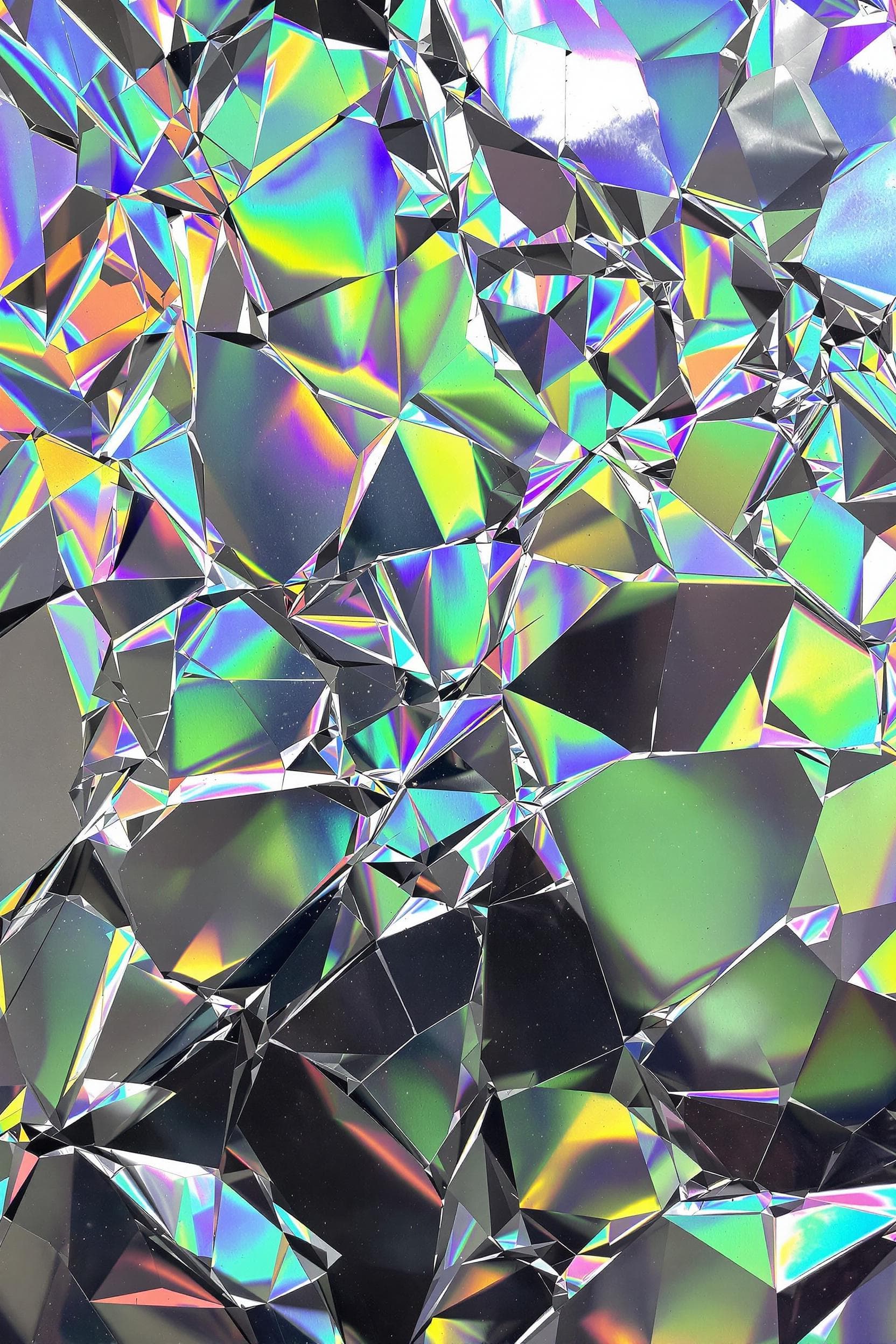 AI generated: damaged holographic foil texture, with holographic effect,
