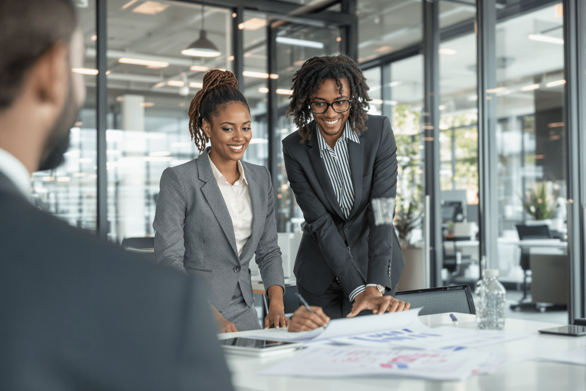 AI generated: realistic diverse female and male tax professionals working in office in designer business attire