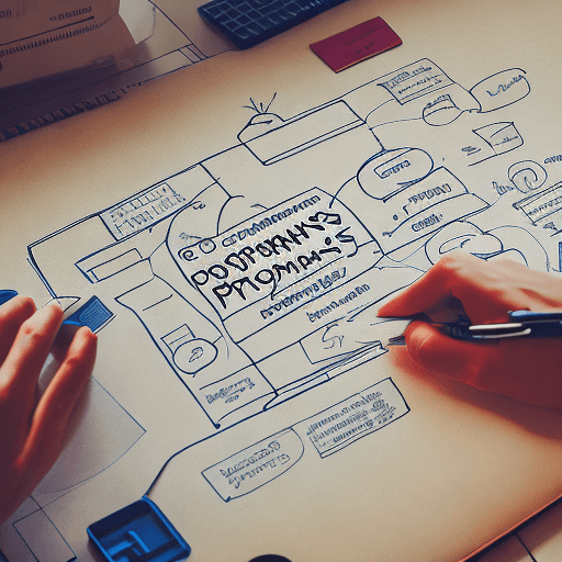 AI generated: company business process management in a drawing as a schema
