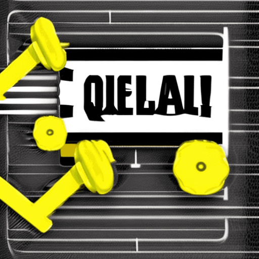 AI generated: gym logo app, black white and yellow, dumbbell, flat design and clean style, emblem, sticker, graphi...