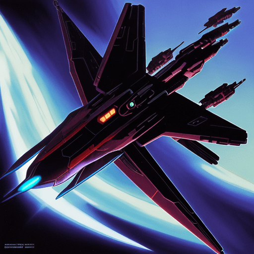AI generated: Death Shadow, Captain Albator's spaceship, in the style of Leiji Matsumoto