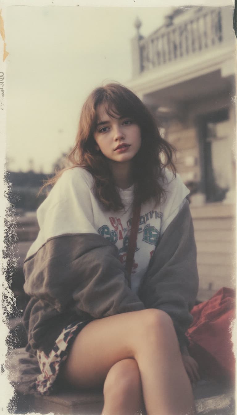 AI generated: girl, old polaroid photo