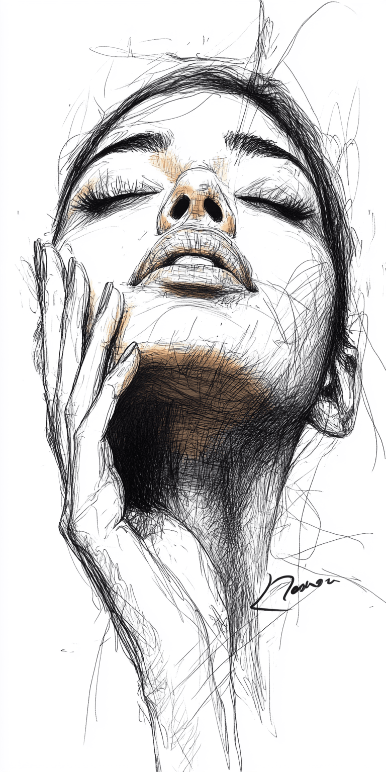 AI generated: A minimalist sketch of a woman, delicate, very basic line drawing, minimal, abstract --chaos 25 --ar...