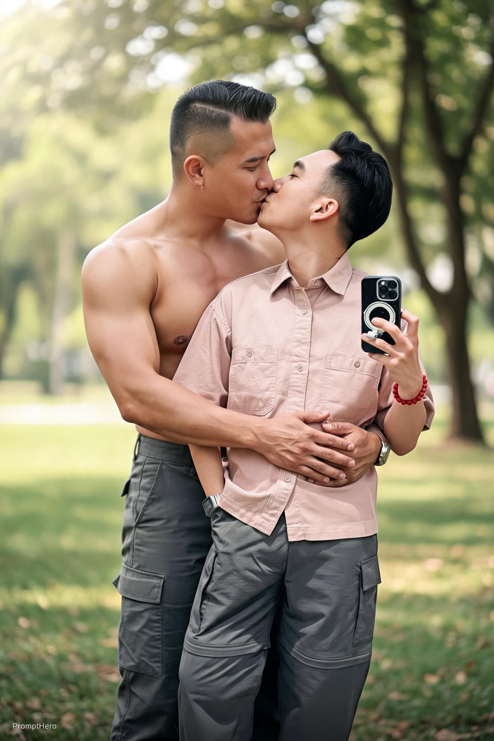 AI generated: Two of them kissing 