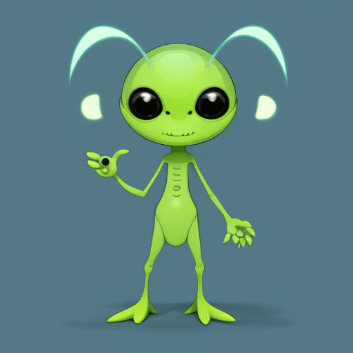AI generated: cute cartoon alien, concept art, bright colors, alien is happy 