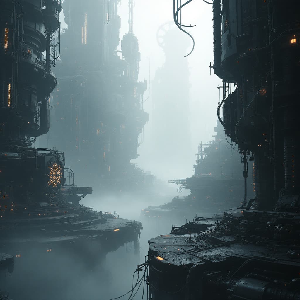 AI generated: 3d rendering, Tsutomu Nihei, complex system, equipment with hyper detail, future mechanical society,...