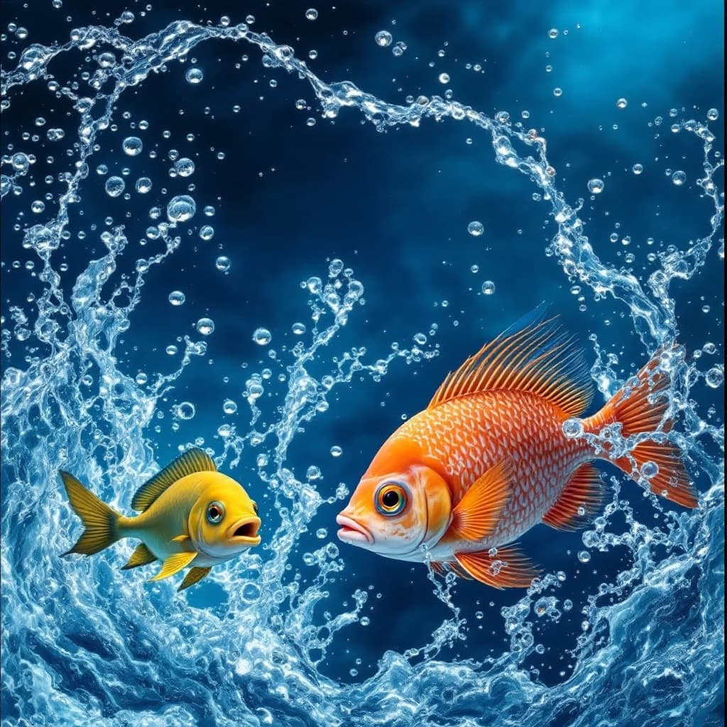 AI generated: Fish out of water vs fish in ocean