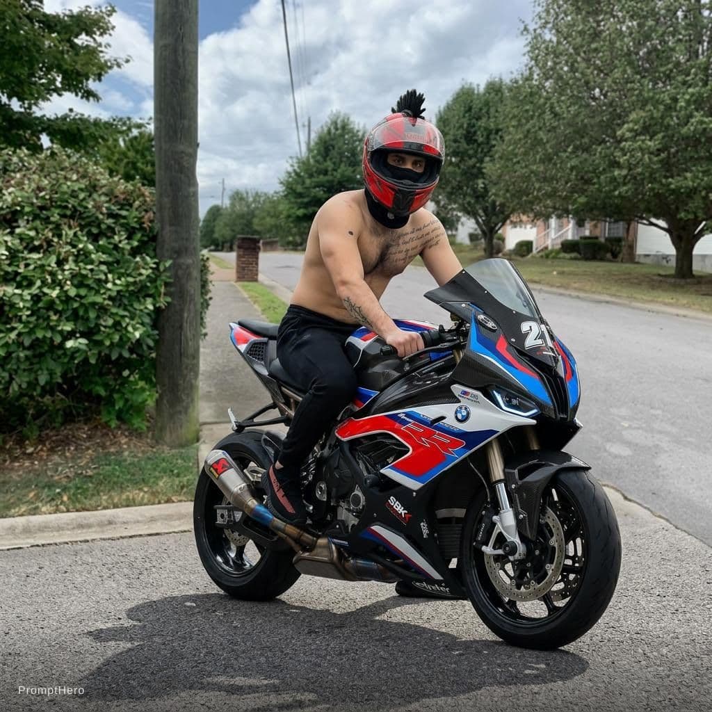 AI generated: Add me on the bike and upload us in the uploaded street on Asphalt please and generate it as real ph...