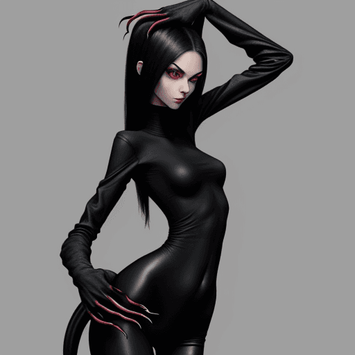 AI generated: ultra skinny girl with long black curved claws, 