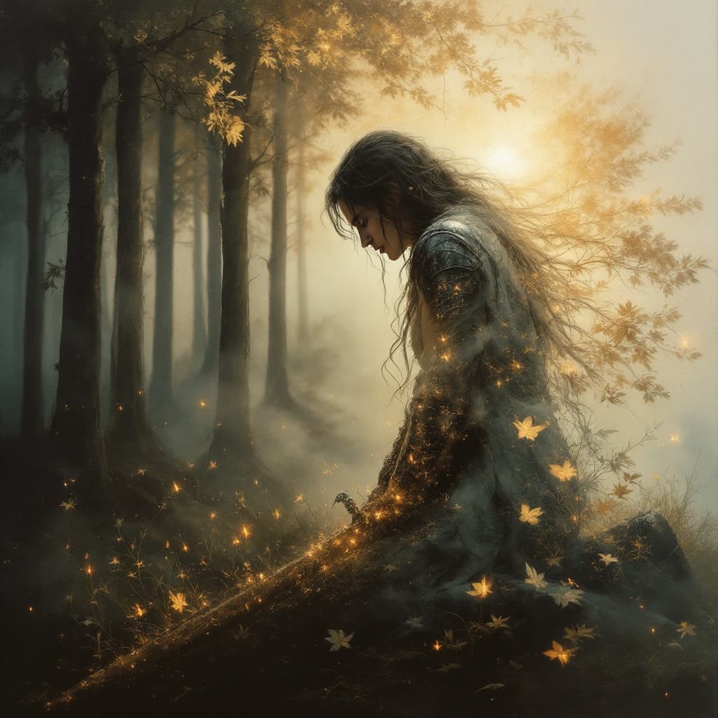 AI generated: Award-winning double exposure oil painting masterpiece inspired by the epic devotion of “(Everything...