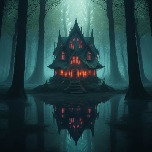 AI generated: 00 mm lens, centered, cinematic shot, award winning CGI,

a witch house made of mythical (tree Yggdr...