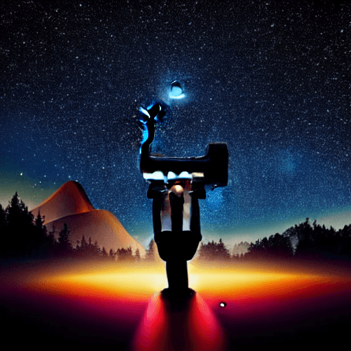AI generated: Photo of a ultra realistic A starry nightscape with Sofia's silhouette holding the telescope, while ...