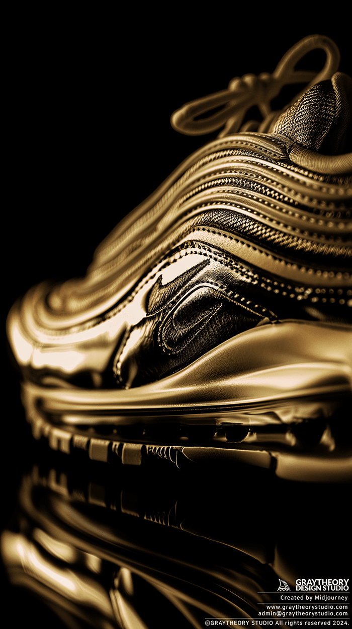 AI generated: productive view, Nike Max98 gold