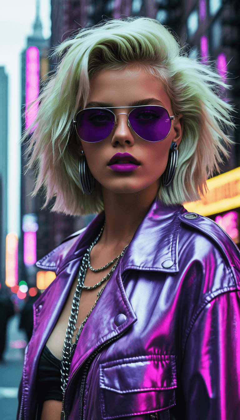 AI generated: neonpunk style 20-year-old In the gritty streets of 1990 Manhattan, a street-style photograph captur...