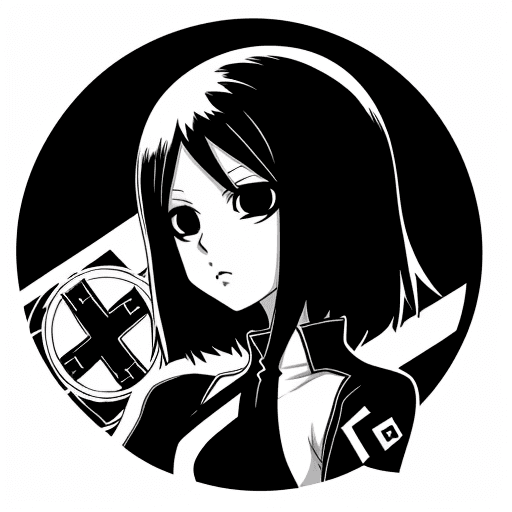 AI generated: The third reich, black sun, black and white style anime girl print