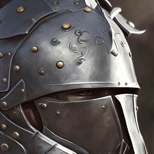 AI generated: Closeup of a knight in plate armor, heaume helmet, character concept, illustration, D&D character, e...