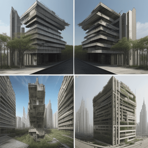 AI generated: photo collage where the natural system has been deteriorated by the artificial system (architecture)...