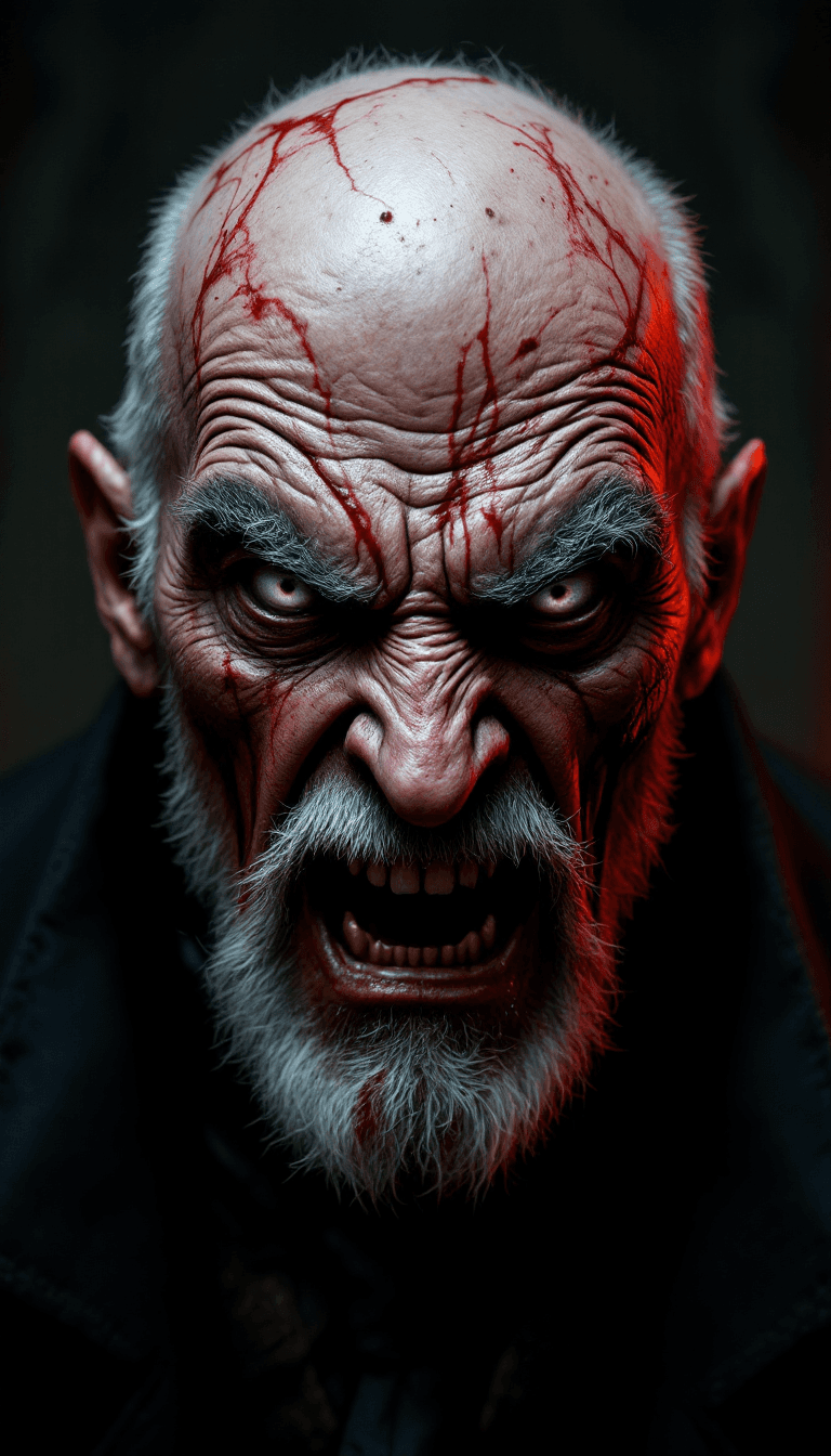 AI generated: A close up of a older Victorian man in a rage, with a dark and ominous tone, in a Penny Dreadful com...