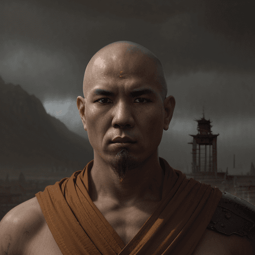 AI generated: A portrait of Warrior Monk, legendary warrior Monk, ghost, ghost town, epic composition, digital art...