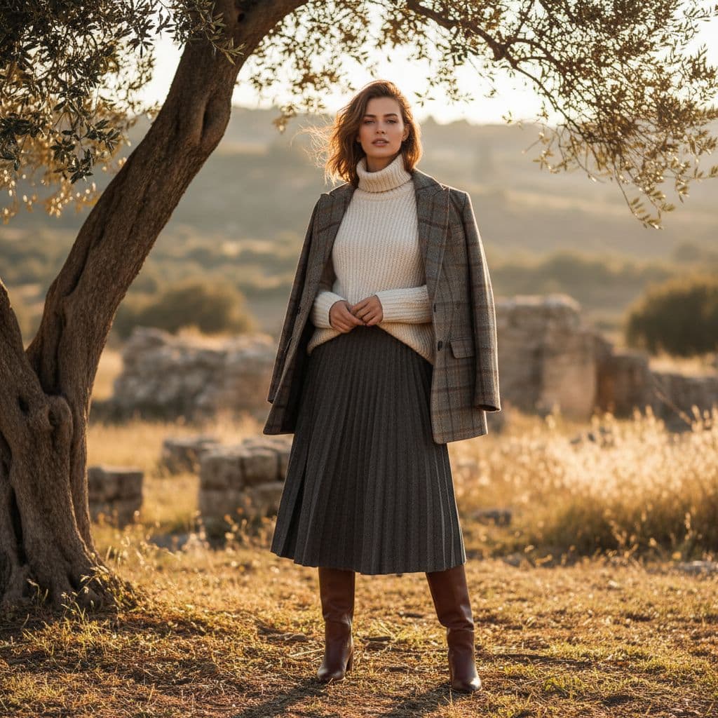 AI generated: Super-Realistic potrait of Nataliya Aleksandrov standing at photoshoot location, worn a detailed tex...