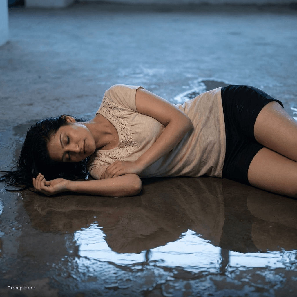 AI generated: Make her sleep in water floor 
