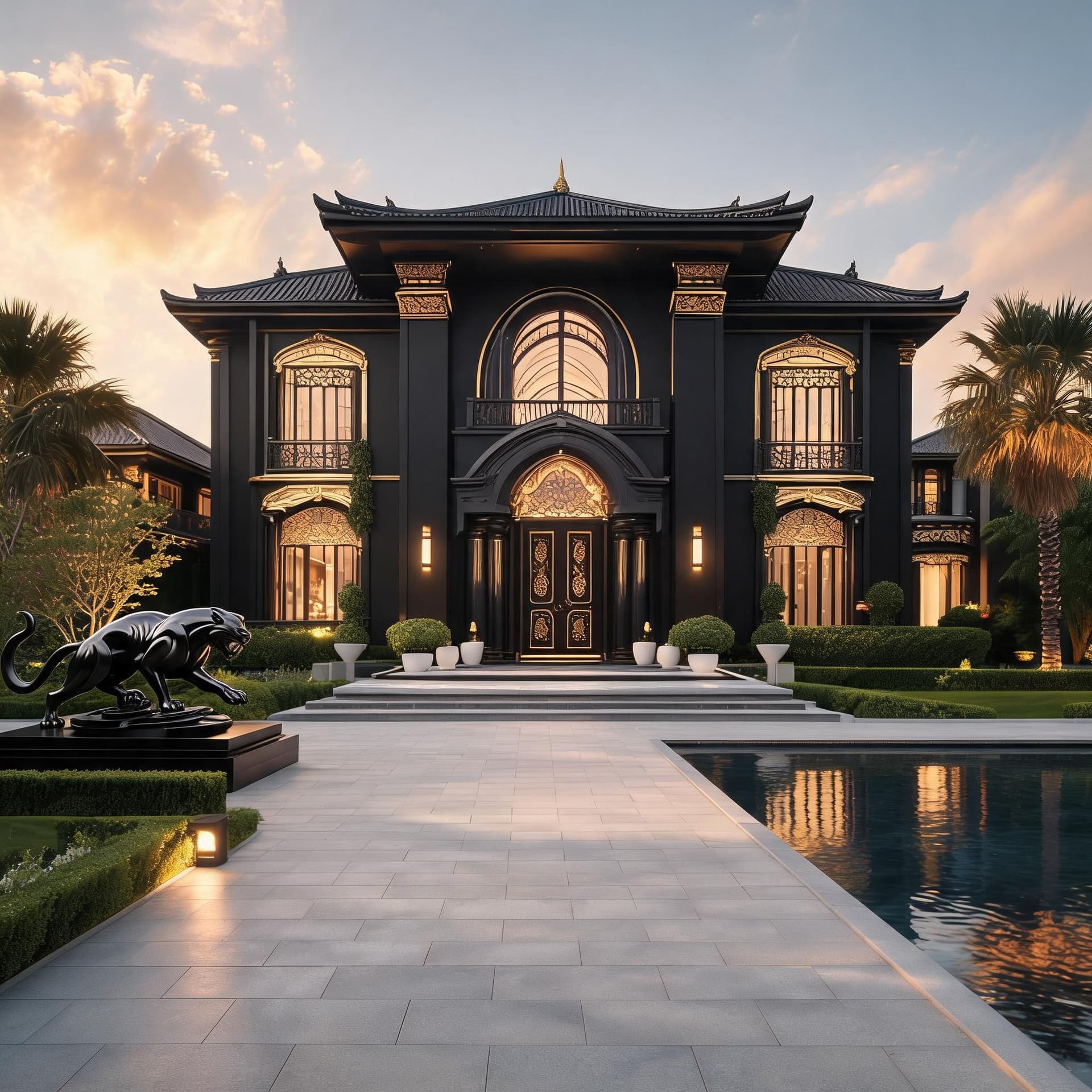 AI generated: Ultra-realistic architectural visualization of a contemporary luxury home, inspired by modern mansio...