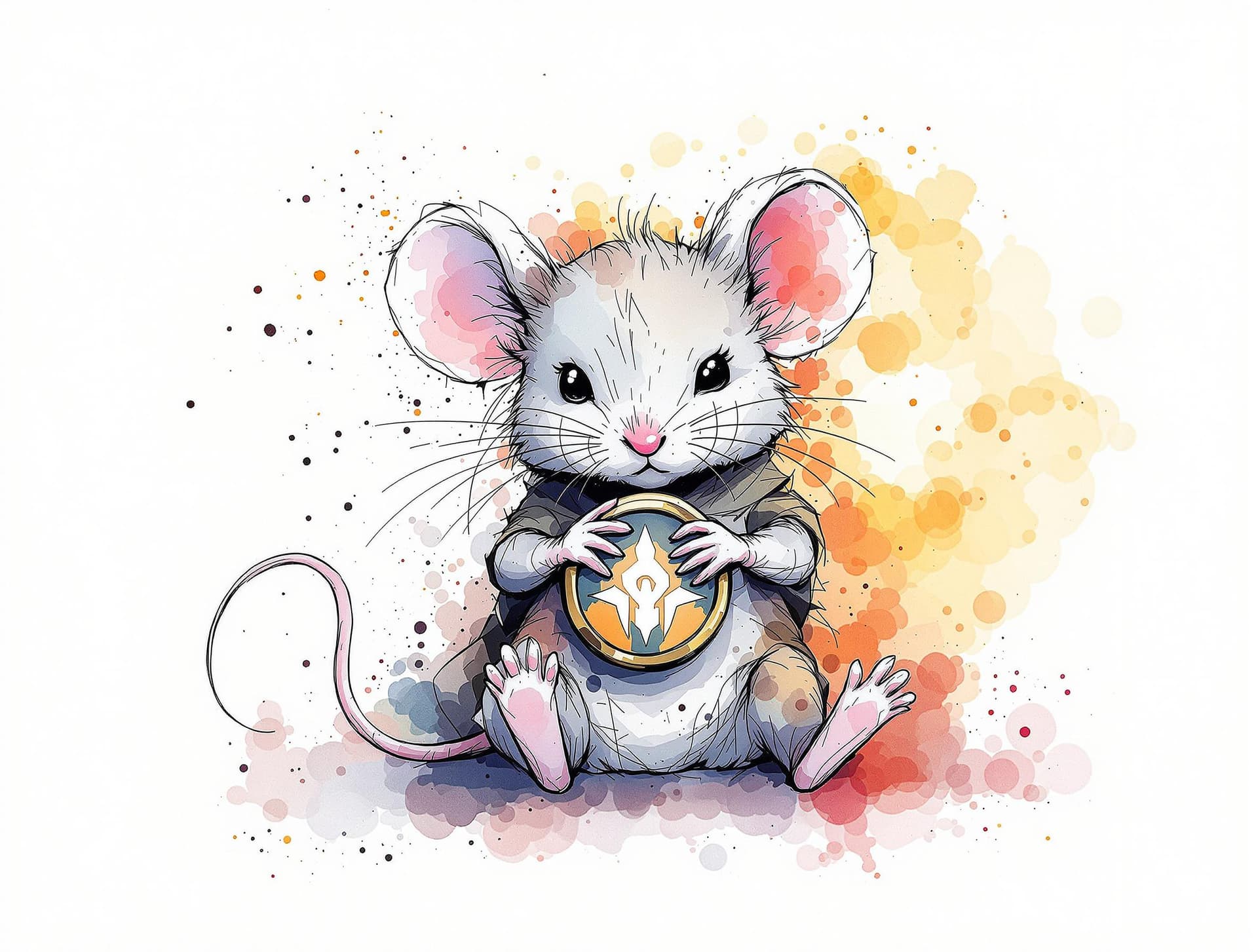 AI generated: exquisite，best quality, original, wallpaper,  gradient_background, a cute Mouse with straight face g...