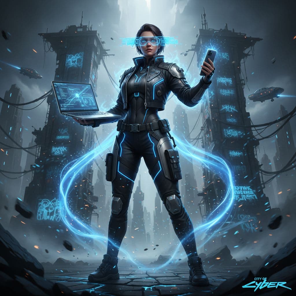 AI generated: Create a highly detailed 3D action character based on the concept: 'AI KOKO, HACKER, EYE GLASSES, LA...
