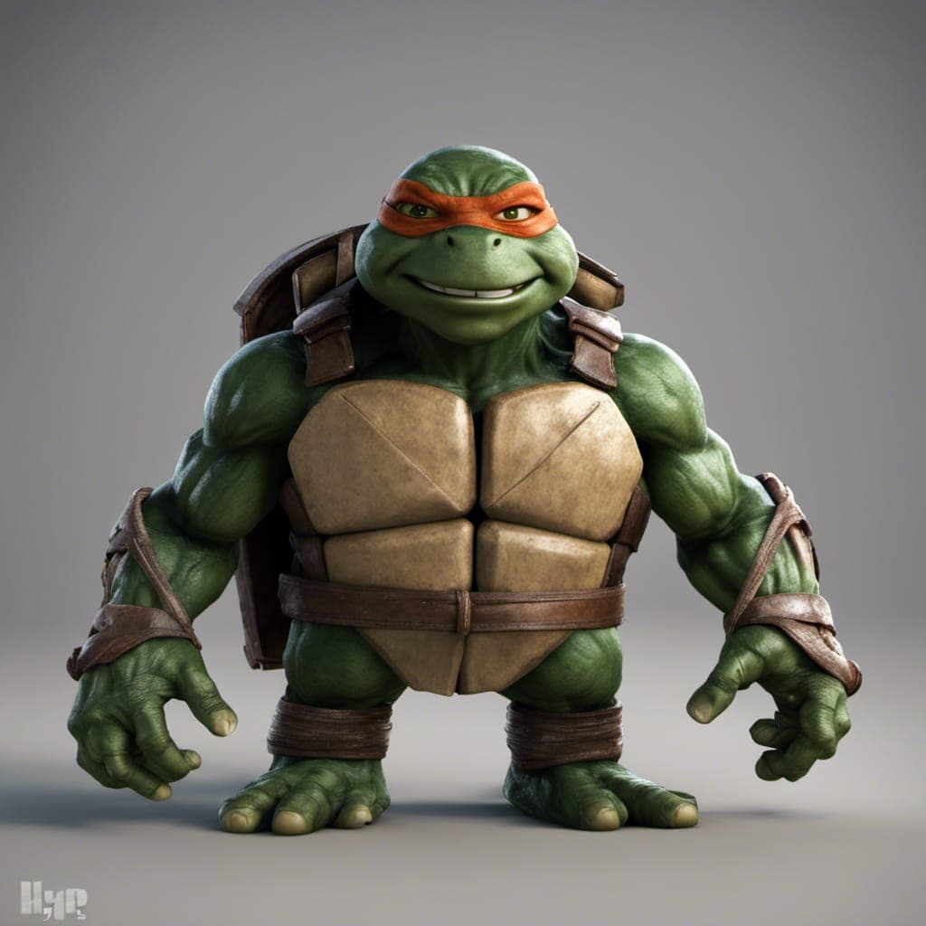 AI generated: Leonardo from Teenage Mutant Ninja Turtles, Ultra realistic, real detailed fingers, fullshot, trendi...