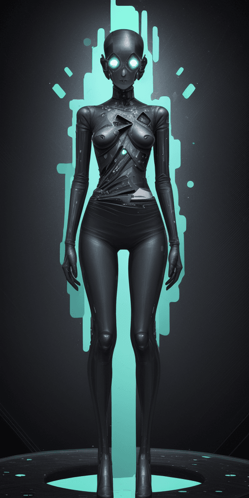 AI generated: ((4k4d rfktrstyle "the android stared at me a strange hybrid semi anthrop morpic from the waist up b...