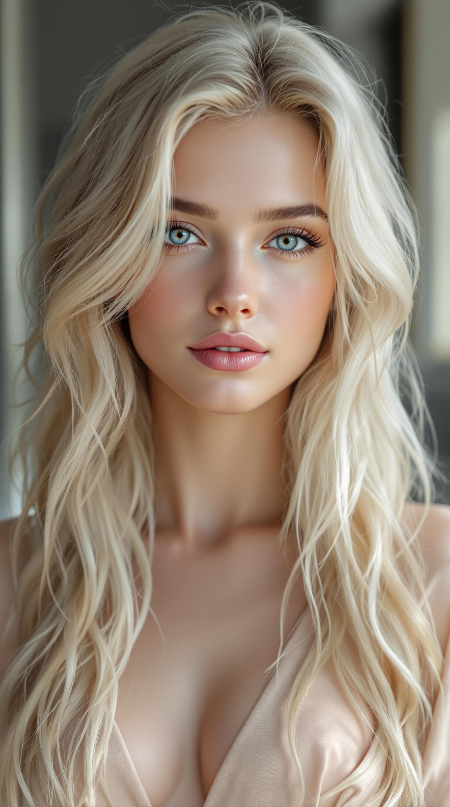 AI generated: Beautiful girl with white skin, light eyes, perfect face, 18
 years old, blonde hair, ultra realist...