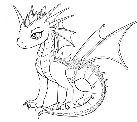AI generated: cartoon sweet baby dragon like princess style with only the lines so i can paint it and fit the canv...