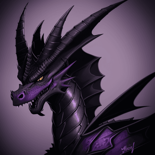 AI generated: A black dragon caricature. Purple background