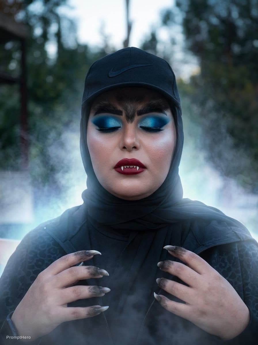 AI generated: a close up of a woman with a blue eye shadow on her face, official dior editorial, trending on pintr...