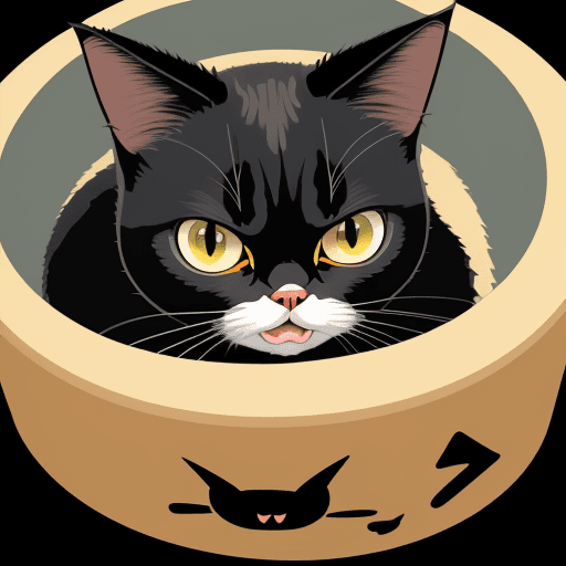 AI generated: vector illustration, cute cat, angry, watching at camera, cartoon