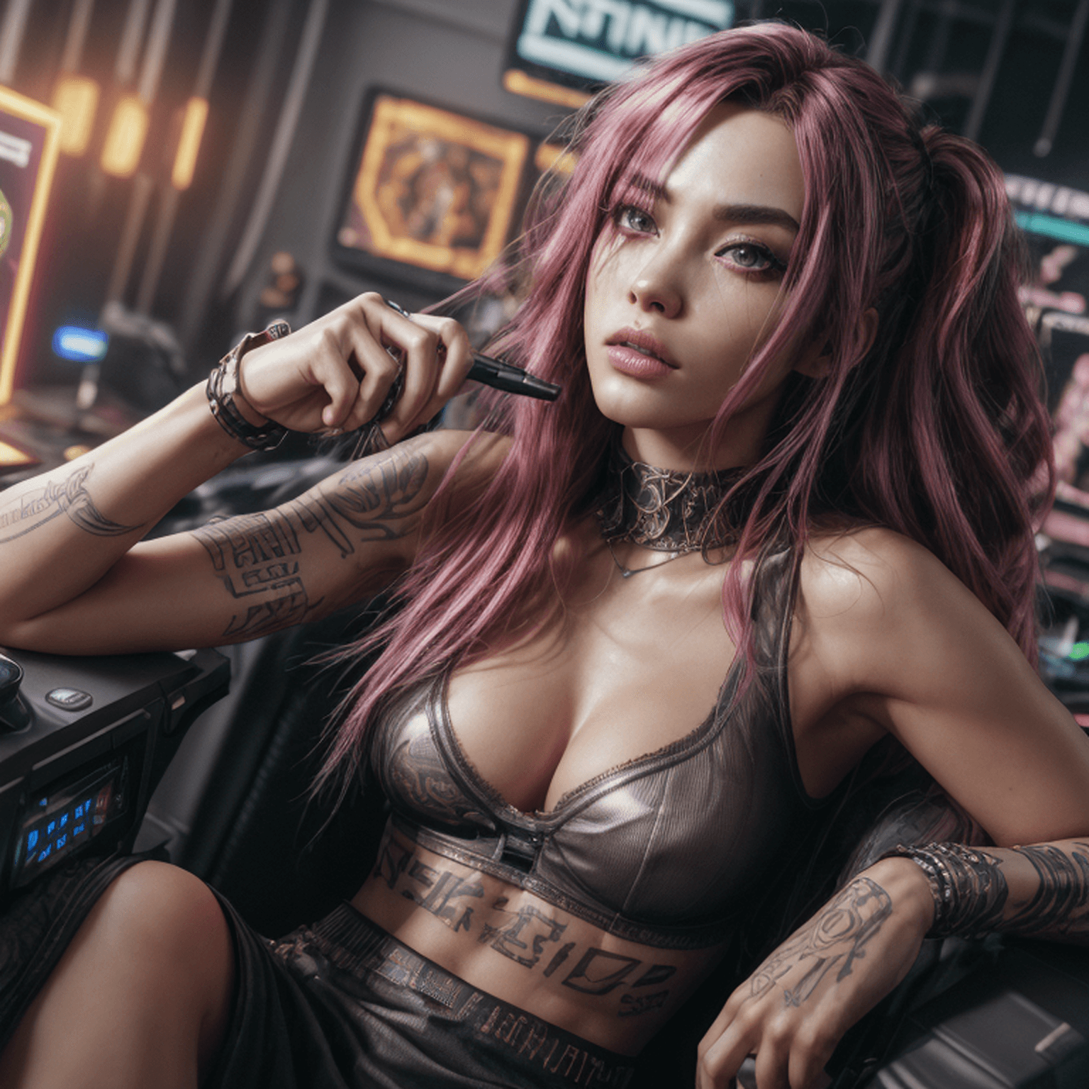 AI generated: amazingly detailed, masterpiece, ultra hd, full shot, dynamic angle, beautiful girl, computer gamer,...